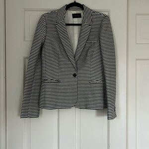 Women's Striped Blazer Jacket in Navy & White